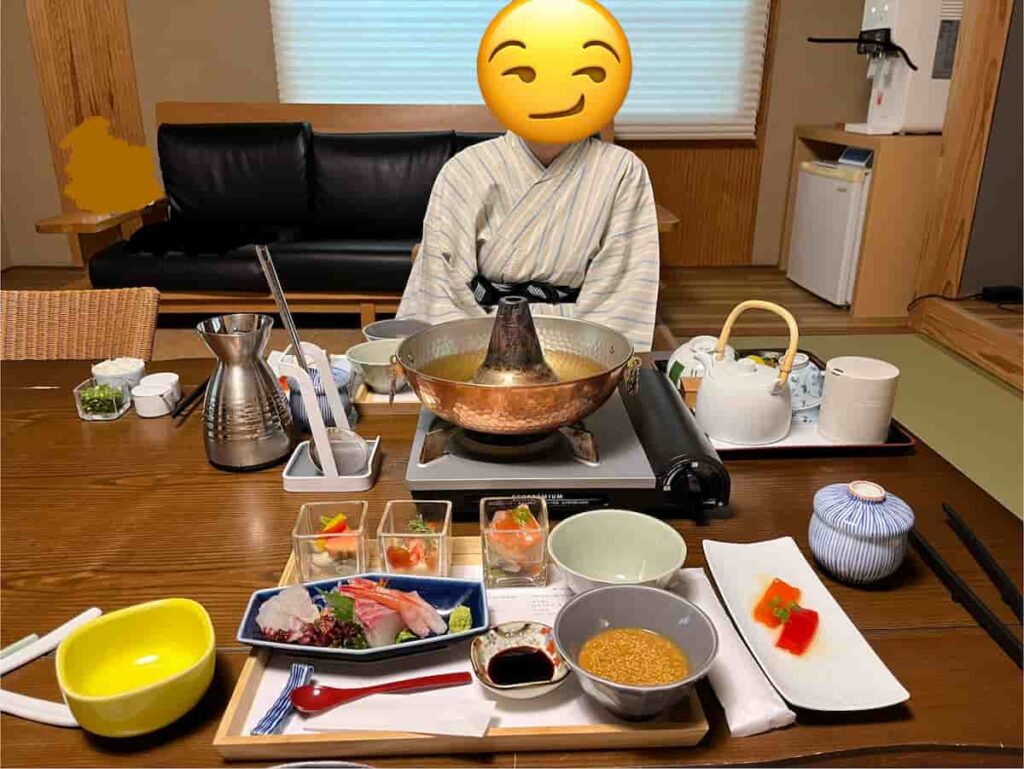 部屋食の佐賀牛のしゃぶしゃぶの写真