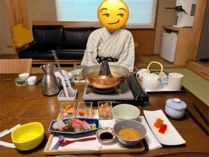 部屋食の佐賀牛のしゃぶしゃぶの写真