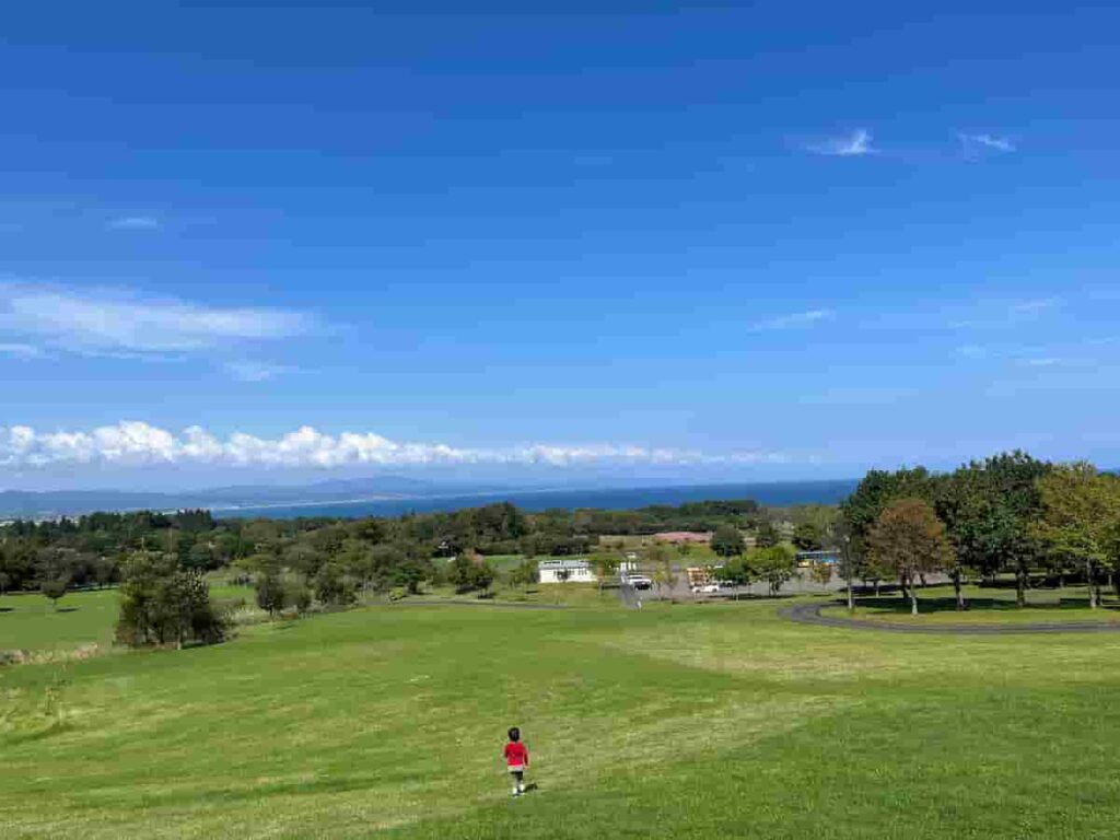 【北海道旅行Part1】0歳・2歳連れで巡る5泊6日の家族旅行|登別・函館編 2026.17-22 13 八雲パーキングエリアから眺めた北海道を感じられる景色の写真