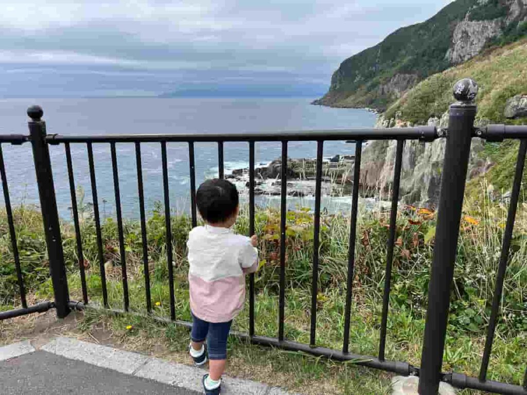 【北海道旅行Part2】0歳・2歳連れで巡る5泊6日の家族旅行|函館・洞爺湖・小樽・札幌 2026.9.17-22 6 荒れる海を見つめる娘の写真