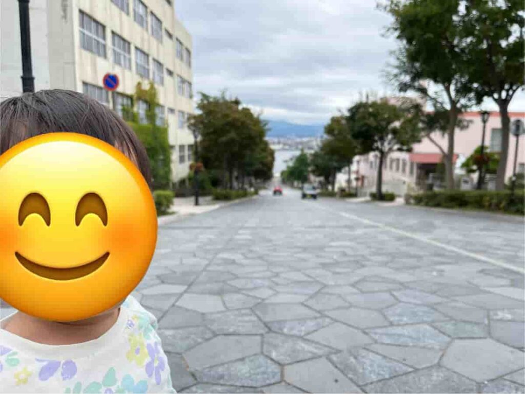 【北海道旅行Part2】0歳・2歳連れで巡る5泊6日の家族旅行|函館・洞爺湖・小樽・札幌 2026.9.17-22 10 八幡坂を上から撮った写真
