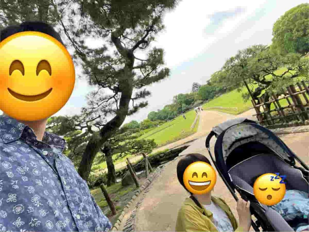 【神戸・岡山旅行log】異人館・倉敷・岡山後楽園を巡る旅 2024.6.27-29 25 後楽園と岡山城の家族写真